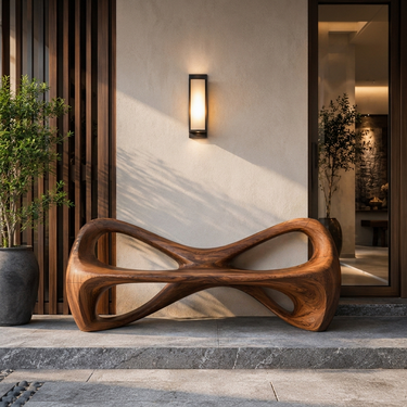 Organic Bench With Continuous Curved Base For Luxury Interiors