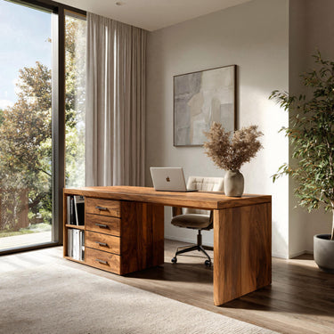 Quiet Luxury Wooden Desk With Storage For Home Office