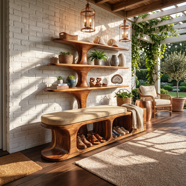 Modern Shoe Rack Bench For Entryway Lounge Living Corner