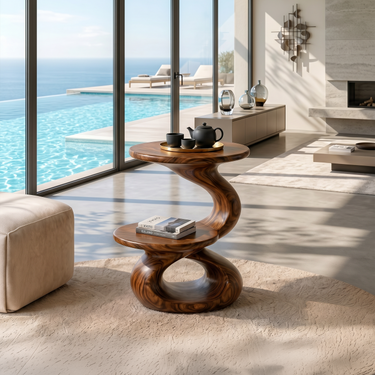 Minimalist Open Shelf Side Table Coastal Villa