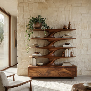 Organic Bookshelf With Twisted Tiers For Home Library