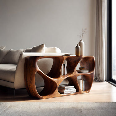 Elegant Wood Console Table With Open Storage For Living Room