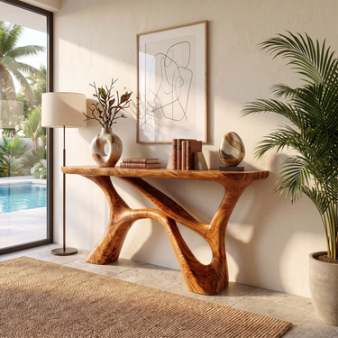 Minimalist Sculptural Console Table For Modern Entryway