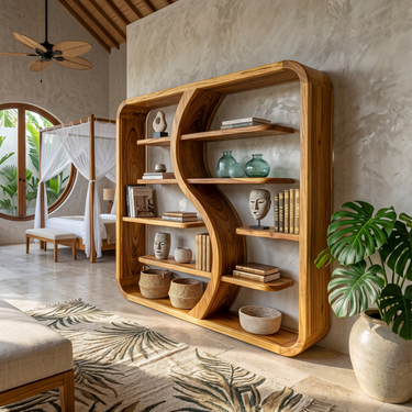 Organic Solid Wood Bookcase For Nature Inspired Homes