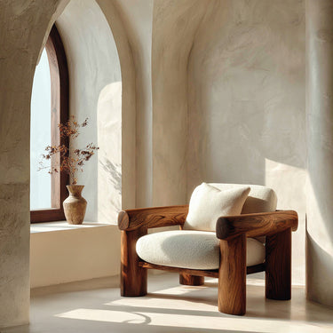 Organic Barrel Frame Armchair For Living Room