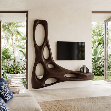 Artistic Organic Wall Mounted Media Console For Living Room