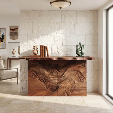 Modern Raw Edge Entry Table For Open Living Interior