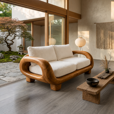 Japandi Organic Sofa Zen Courtyard Residence