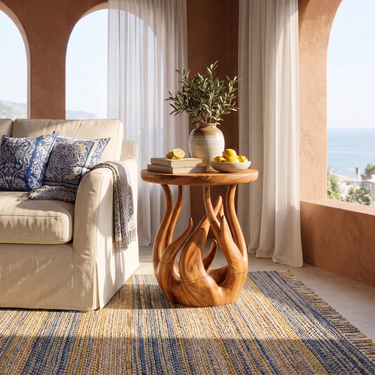 Coastal Accent Side Table For Living Room