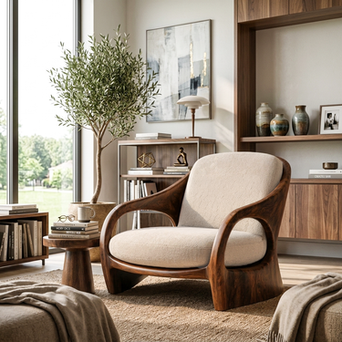 Modern Sculptural Lounge Chair For Living Room Or Reading Corner