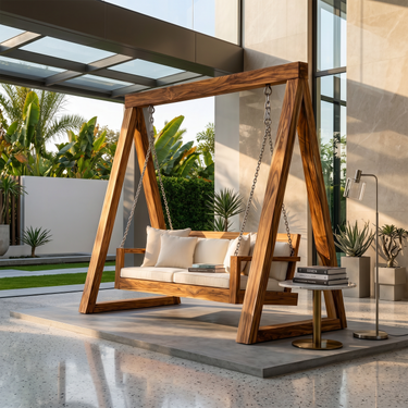 Freestanding Wooden Garden Swing Luxury Outdoor Living