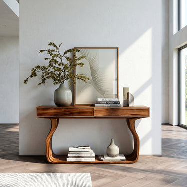 Minimalist Console Table With Curved Base Frame For Entryway