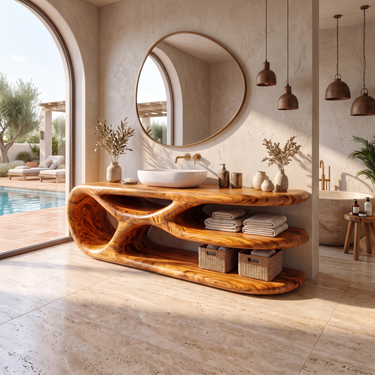 Coastal Organic Floating Bathroom Vanity For Bathroom