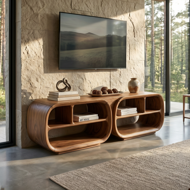 Luxury TV Console Architectural Wood Design