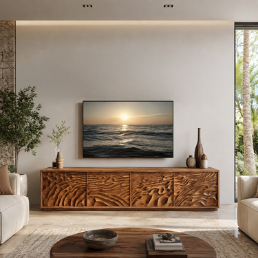 Abstract Carved Wave TV Stand For Designer Interior