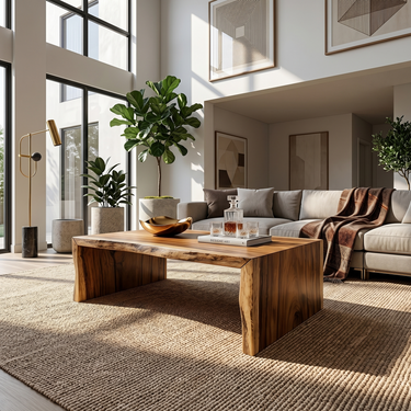 Minimalist Wood Coffee Table For High Ceiling Room