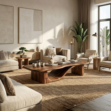 Rustic Sculptural Coffee Table Living Room