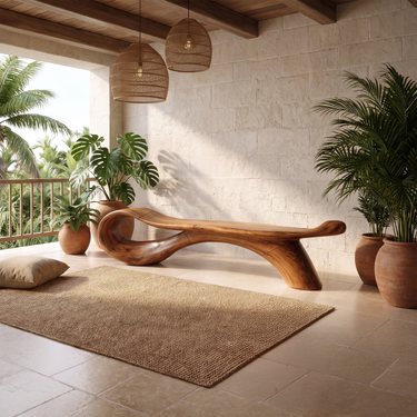 Tropical Sculptural Bench For Balcony Living Room