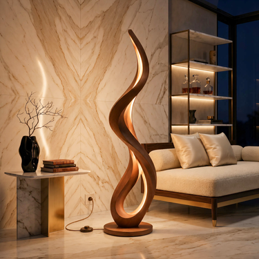 Modern Flowing Flame Floor Lamp For Lounge Area