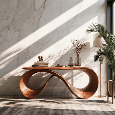 Rustic Curved Console Table For Hallway Bedroom