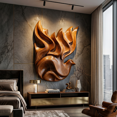 Modern Luxe Dove Wood Wall Art Urban Bedroom Interior Design