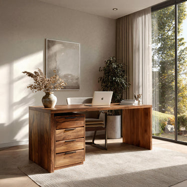 Modern Contemporary Wooden Desk With Drawers For Home Office