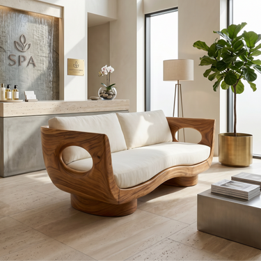 Modern Wooden Sofa Spa Reception Lounge
