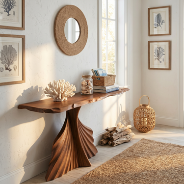 Coastal Sculptural Console Table For Entryway Hallway