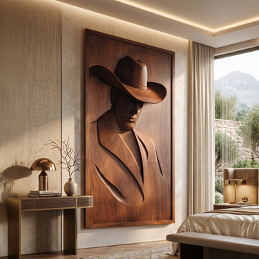 Mid Century Cowboy Silhouette Wall Art For Living Room