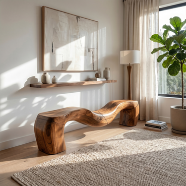 Sculptural Accent Bench For Living Room