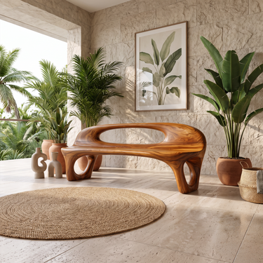 Modern Sculptural Bench For Entryway Living Room