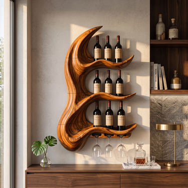 Curved Wine Display Shelf For Entryway