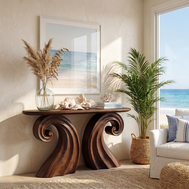 Boho Wave Console Table For Living Room Hallway