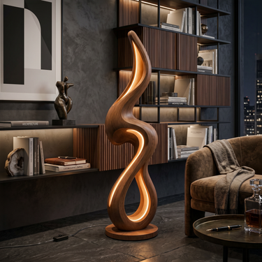 Minimalist Curved Lamp With Shelf For Lounge