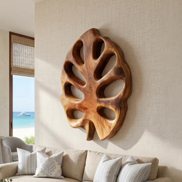 Organic Monstera Wall Sculpture For Lounge Interior