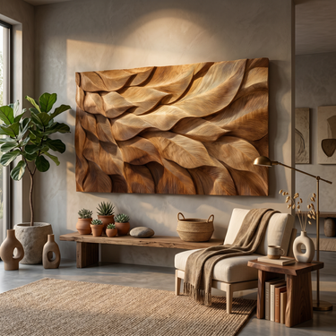 Organic Wall Art With Layered Texture For Living Room