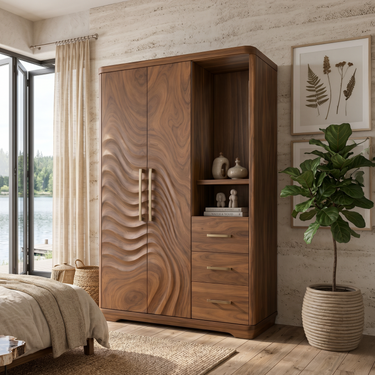 Scandinavian Organic Shape Closet For Apartment Bedroom Interior