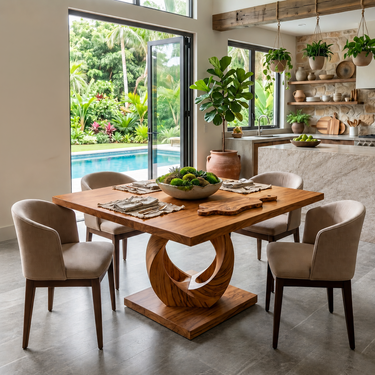 Tropical Square Dining Set For Poolside Kitchen
