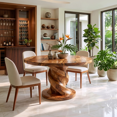 Tropical Twist Base Breakfast Table For Bright Kitchen