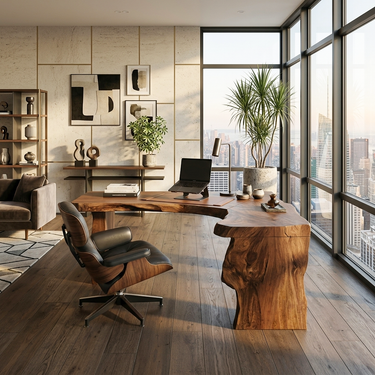 Rustic Live Edge L Shaped Desk For Home Workspace