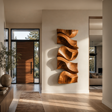 Modern Wall Art With Stacked Flowing Shapes For Living Room