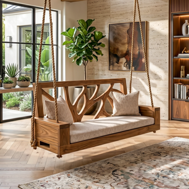 Scandinavian Branch Back Swing Sunroom Interior Lounge Space