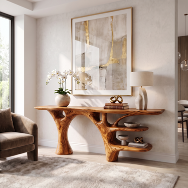 Organic Designer Console Table For Contemporary Living Room