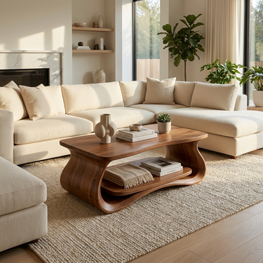 Mid Century Low Profile Coffee Table Living Room