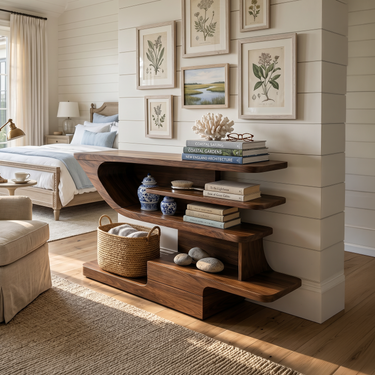 Modern Open Shelf Console Table Luxury Living Room