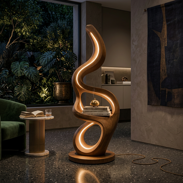 Modern Teardrop Lamp With Shelf For Reading