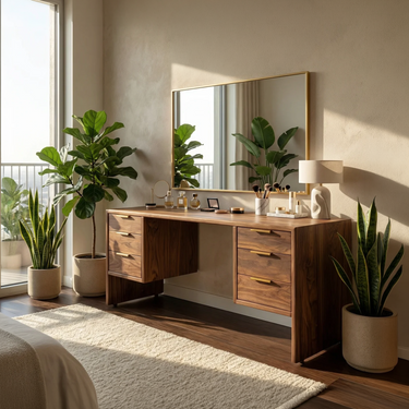 Minimalist Makeup Vanity Desk Personal Beauty Space Dressing Area