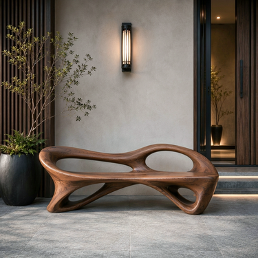 Organic Bench With Flowing Sculpture Form For Hallway