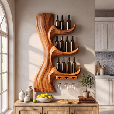 Sculptural Wine Rack For Kitchen Wall