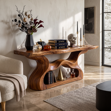 Contemporary Woodland Display Table For Halloween Home Decor